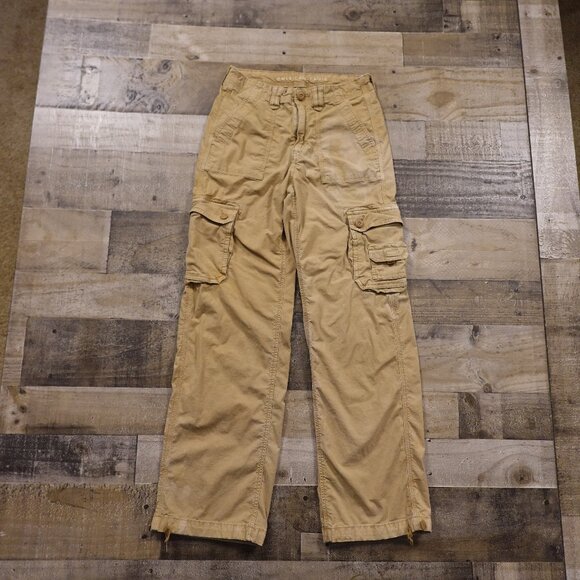 American Eagle Baggy Jogger Cargo Pants Women’s Size 2 Regular Khaki Stretch - Picture 1 of 14